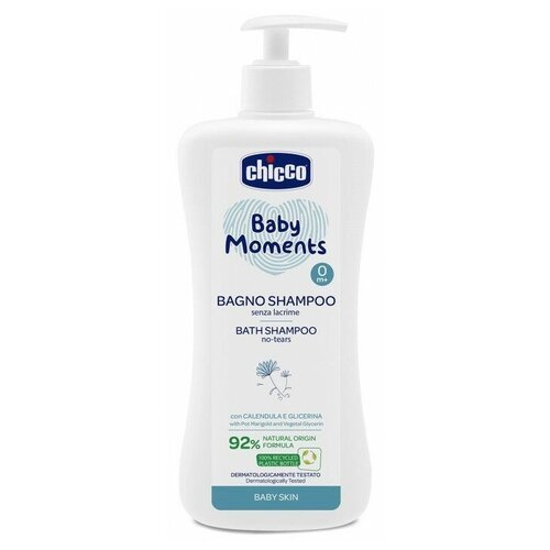 Chicco Baby moments Пена-шампунь Delicate Skin для тела и волос без слез (с дозатором), 500 мл