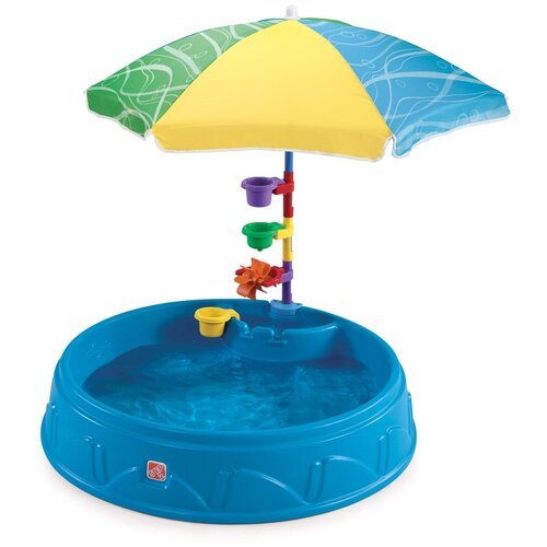 Бассейн для малышей Step-2 716099 крафт с зонтиком, 2 встроенных сидения, 45.4 л воды или 74.8 кг песка, 127 x 101.6 x 101.6 см