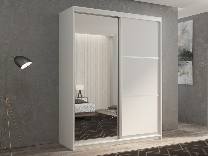 Шкафы РВ-Мебель купе 2-х дверный Кааппи 2 140х45 см (Белый бриллиант)