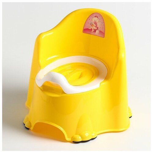 DDSTYLE Горшок детский антискользящий «Комфорт» с крышкой, съёмная чаша, цвет жёлтый