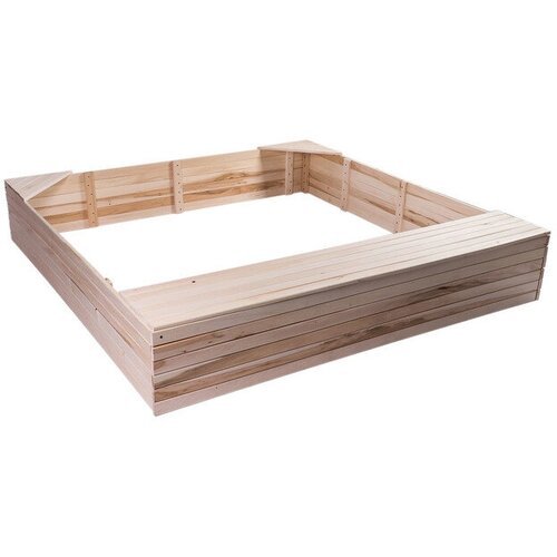 Песочница деревянная, без крышки, 150 x 150 x 30 см, с ящиком для игрушек, сосна