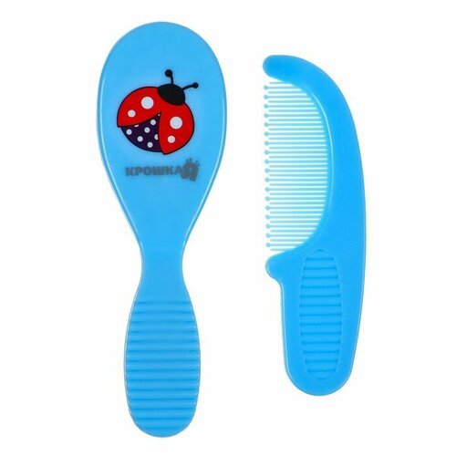Расчёска детская + массажная щётка для волос, от 0 мес, цвет голубой, рисунок микс