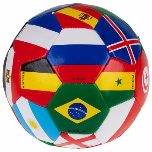Мяч 1toy футбол флаги, размер 5, ПВХ, 320г, пакет