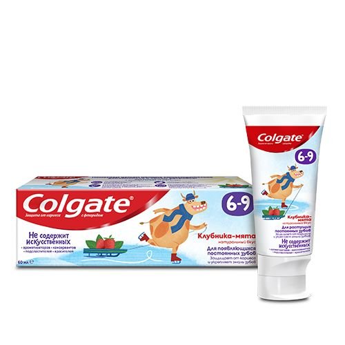 COLGATE Паста зубная детская COLGATE клубника-мята 6-9 лет 60 мл