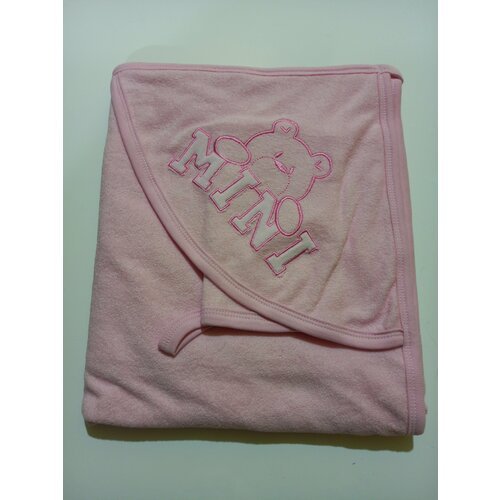 Махровая пеленка с рукавичкой для купания малыша'Mini' (5-114) р-р: 100*90 розовая А