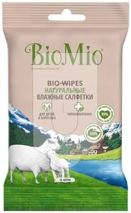 BioMio Bio-Wipes натуральные Салфетки влажные с экстрактом хлопка для детей и взрослых 15 шт