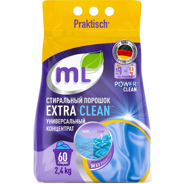 Бытовая химия Meine Liebe Стиральный порошок для цветного и белого белья Extra clean Эффективная формула 2.4 кг