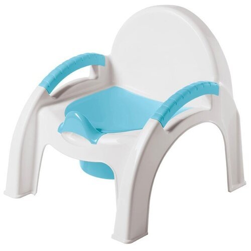Горшок-стульчик с крышкой, цвет белый/голубой