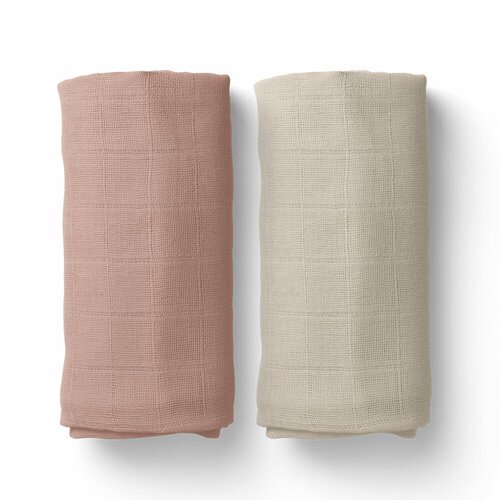 Комплект муслиновых пеленок OLANT BABY 120х120, 2 штуки, бежевая, розовая