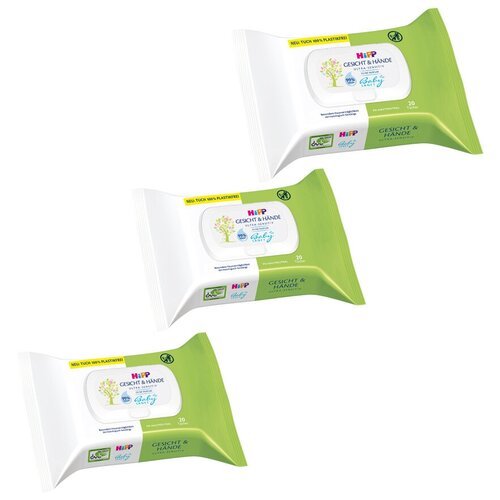 Детские влажные салфетки HiPP Babysanft для лица и рук, без отдушек (20 шт.) 3 уп.