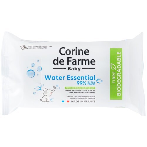 Влажные салфетки CORINE de FARME Water Essential, 56 шт.