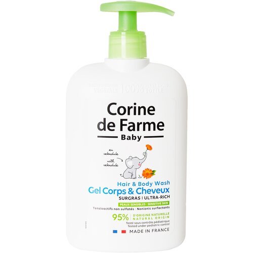 CORINE DE FARME Детский гель для тела и волос с Календулой ультрапитательный очищающий, 500 мл