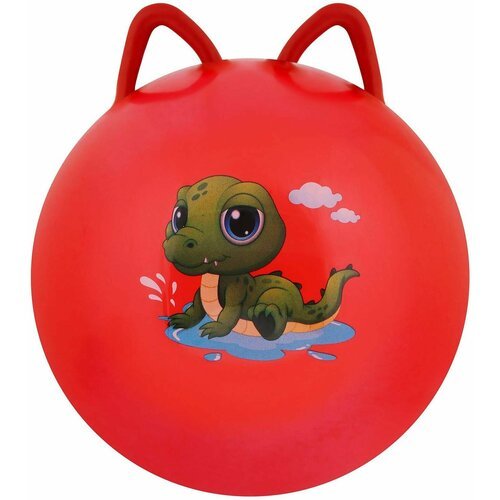 Мяч-прыгун с ушками, развивающая игрушка-тренажер для подвижных игр, резиновый надувной попрыгун-фитбол с ручками, d 45 см, 380 г, цвета микс