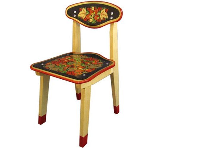 Детские столы и стулья Хохлома Стул детский с хохломской росписью Ягоды/Листья