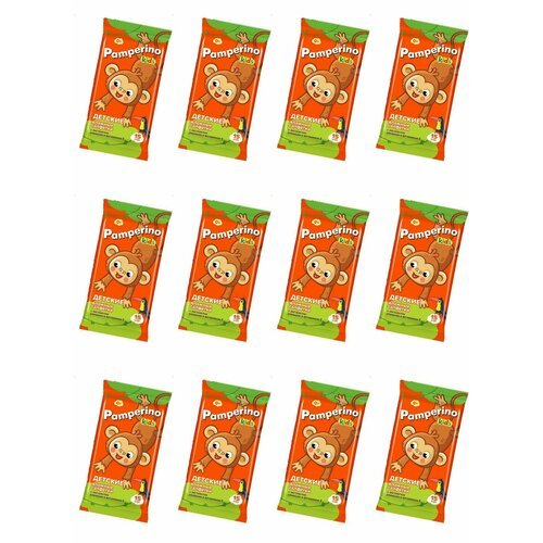 Pamperino Влажные салфетки Kids с ромашкой и витамином Е, 15 шт в уп, 12 уп