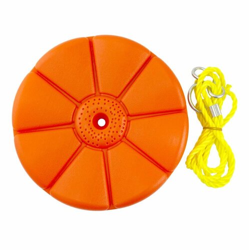 Качели подвесные пластиковые, диск на веревке, тарзанка, оранжевые