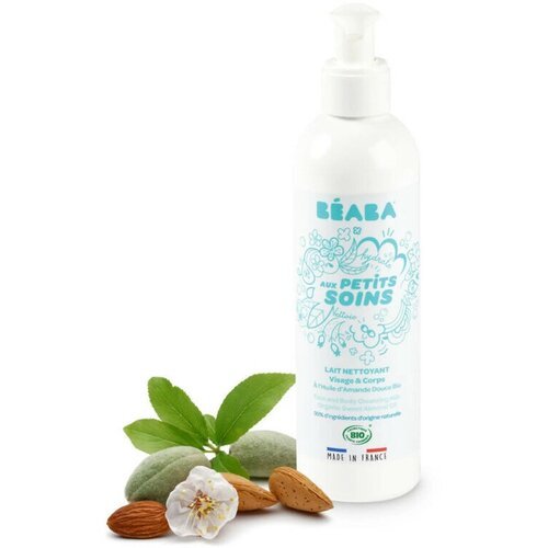 Beaba Органическое очищающее молочко для лица и тела со сладким миндальным маслом, 250 мл