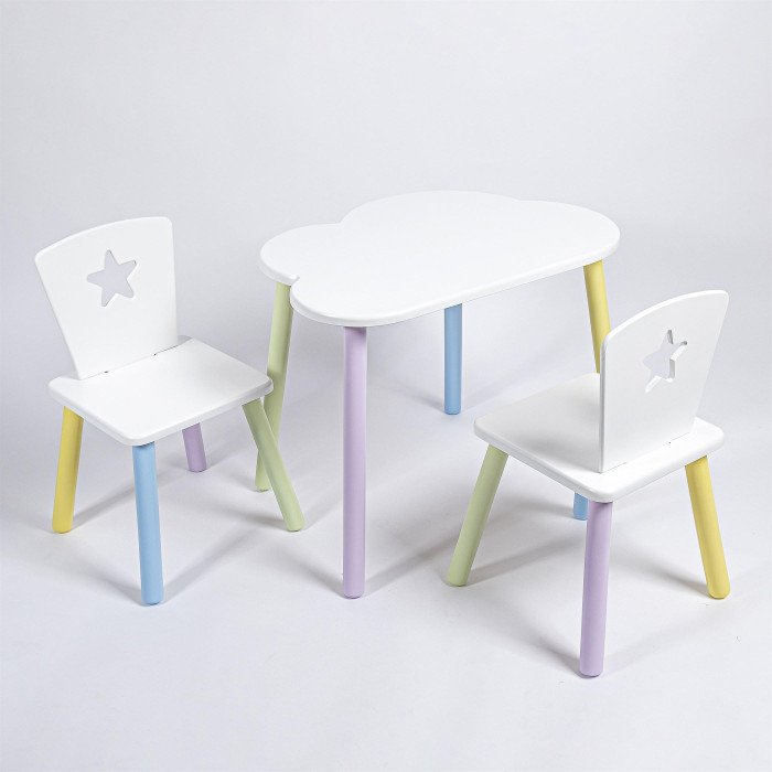 Детские столы и стулья Rolti Baby Комплект детский стол Облачко и два стула Звезда