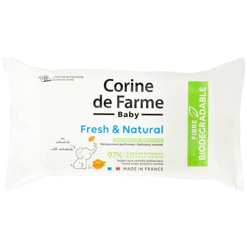 Влажные салфетки CORINE de FARME Fresh & Natural, 56 шт.