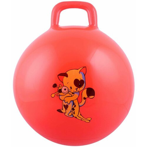 Мяч-прыгун с ручкой, развивающая игрушка-тренажер для подвижных игр, резиновый надувной попрыгун-фитбол, d 45 см, 350 г, цвета микс