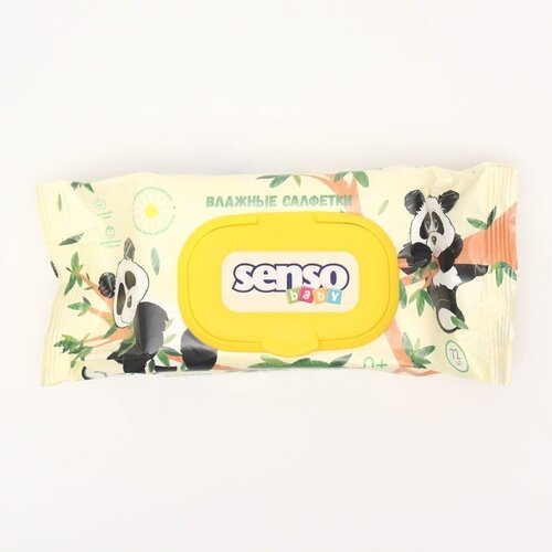 Влажные салфетки Senso Baby Панда, пластиковая крышка, 72 шт., 1 уп.