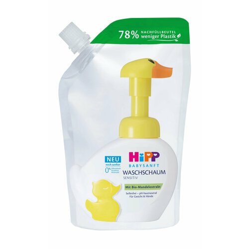 HIPP Пенка моющая для лица и рук Babysanft 'Уточка' для чувствительной кожи детская, 250 мл Сменный блок