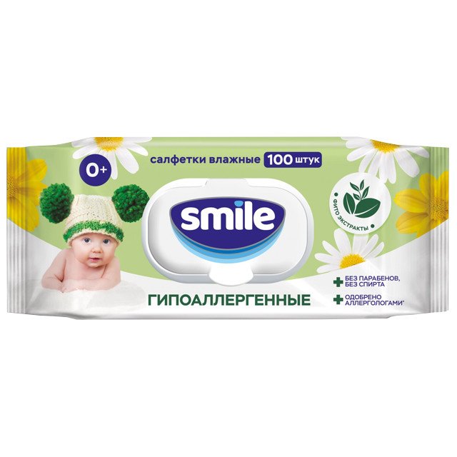 салфетки влажные SMILE детские 100шт
