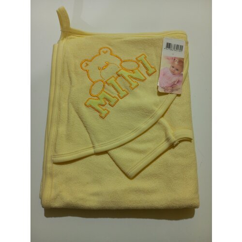 Махровая пеленка с рукавичкой для купания малыша'Mini' (5-114) р-р: 100*90 желтая А