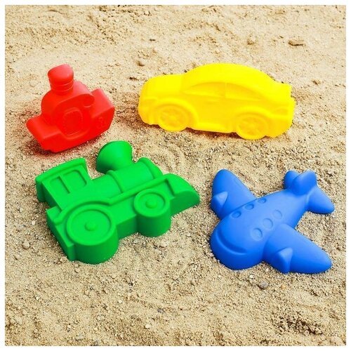 Набор для игры в песке 68, 4 формочки для песка, цвета микс (2 набор)