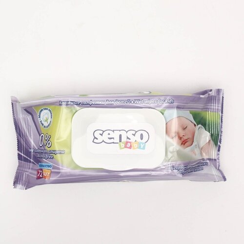 Влажные салфетки Senso Baby, пластиковая крышка, 72 шт., 1 уп.