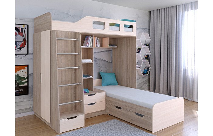 Кровати для подростков РВ-Мебель двухъярусная Астра 4 (сонома)