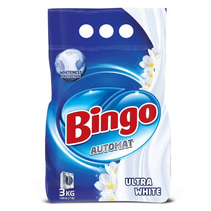 Бытовая химия Bingo Стиральный порошок автомат Ultra White 3 кг