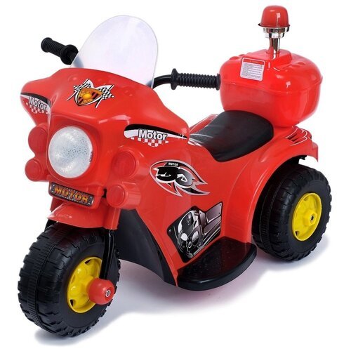 Электромобиль'Мотоцикл шерифа', цвет красный / детский траспорт / каталка для малышей / подарок на день рождения ребенку / для игр на улице / (1 шт.)