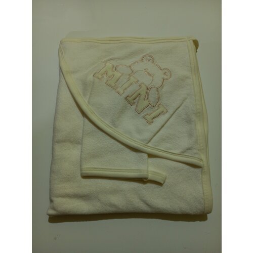 Махровая пеленка с рукавичкой для купания малыша'Mini' (5-114) р-р: 100*90 молочная А