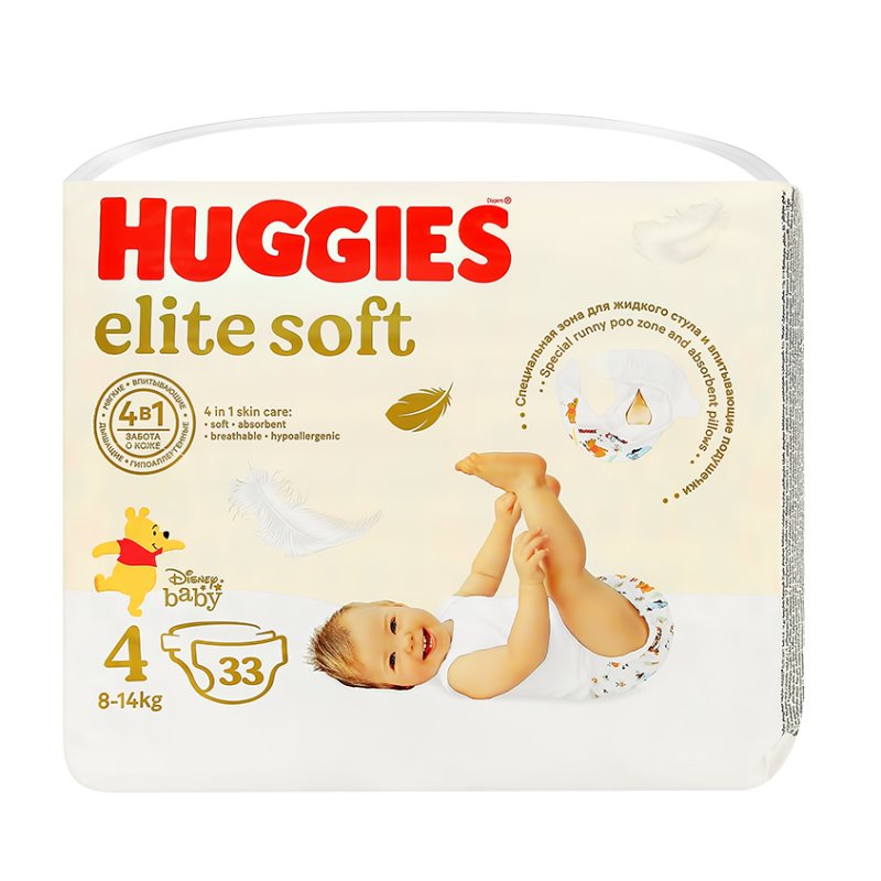 HUGGIES Подгузники HUGGIES ELITE SOFT 8-14 кг 33 шт