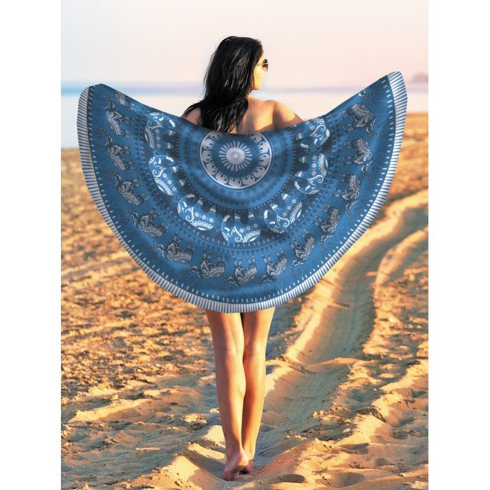 Туризм JoyArty Парео и Пляжный коврик Синяя мандала 150 см