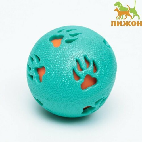 Мяч двухслойный из TPE-пластика, 7,5 см, бирюзовый