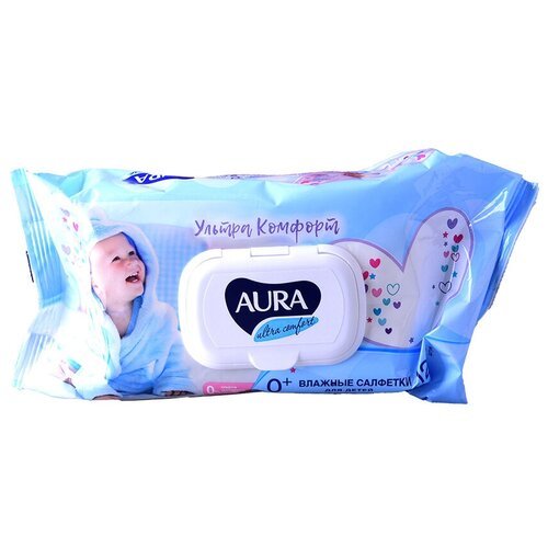 AURA Влажные салфетки Aura Ultra Comfort, детские с экстрактом алоэ, 120 шт.