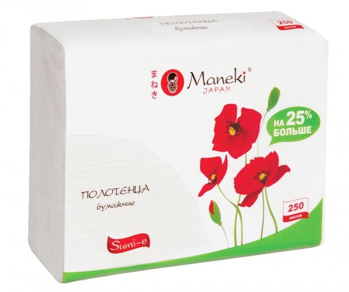 Хозяйственные товары Maneki Полотенца бумажные для диспенсера Sumi-e Z-сложения 250 шт.