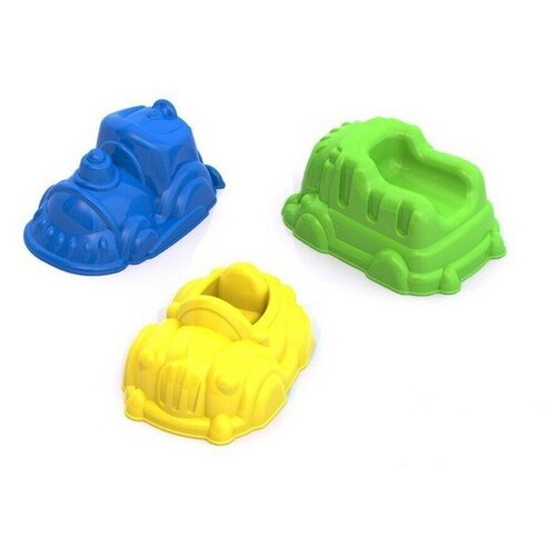 Набор формочек для песка Машинки, синий, жёлтый, зелёный, 1 шт.